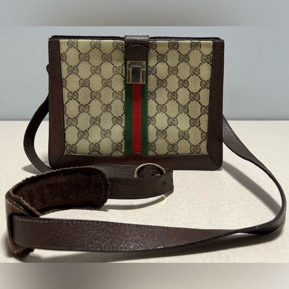 Gucci Vintage Sherry line Canvas Shoulder Bag - Picture 1 of 16